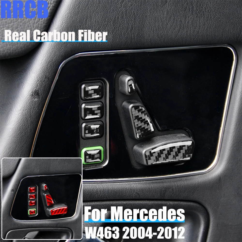 

Real Carbon Fiber Car Accessories Seat Adjustment Soft Cover Sticker For Mercedes-Benz G Class W463 G500 G55 G63 G550 2004-2012