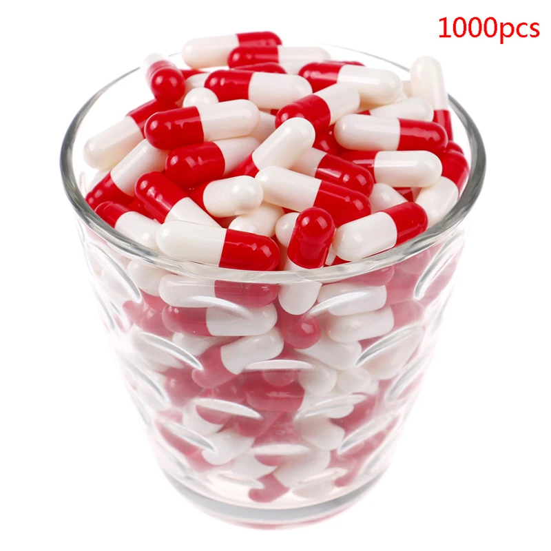 1000Pcs Empty Hard Gelatin Capsule MedicineCapsule Red And White Empty Pill