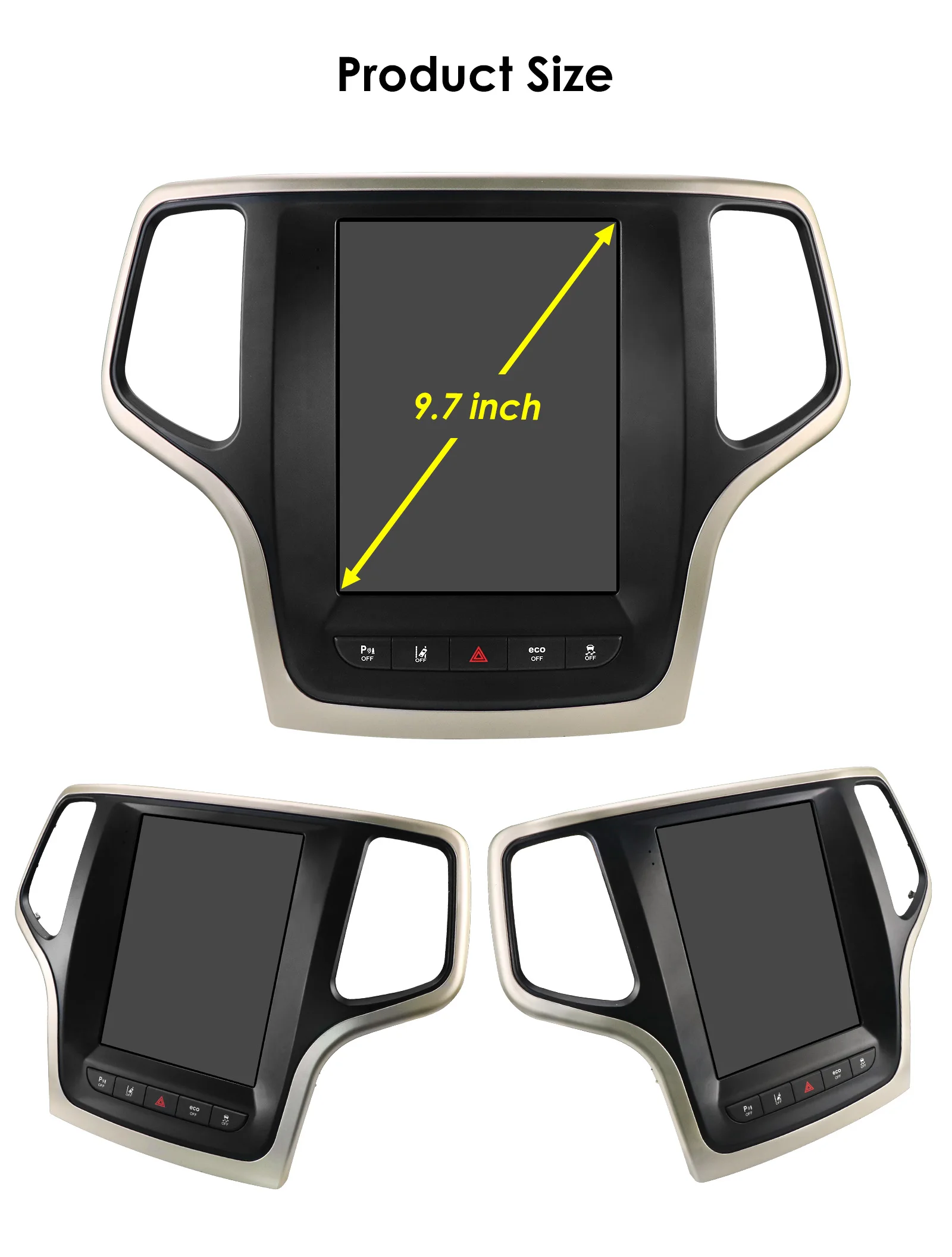 Hizpo For Tesla Style Android 14 For Jeep Grand Cherokee 2014 -2022 Car Multimedia Stereo Player Navigation GPS Autoradio 9.7“