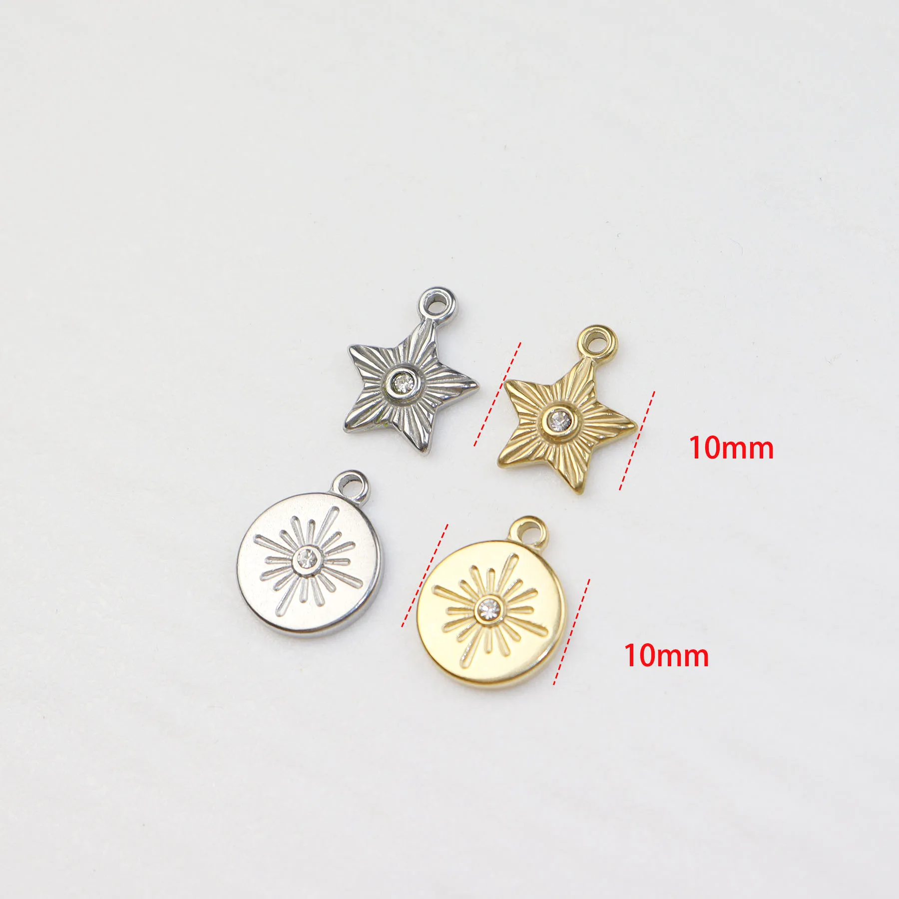 5 قطع صب الفولاذ المقاوم للصدأ ستار عملة مجوهرات مكون سحر قلادة DIY اليدوية قلادة أقراط أساور لوحة PVD #3