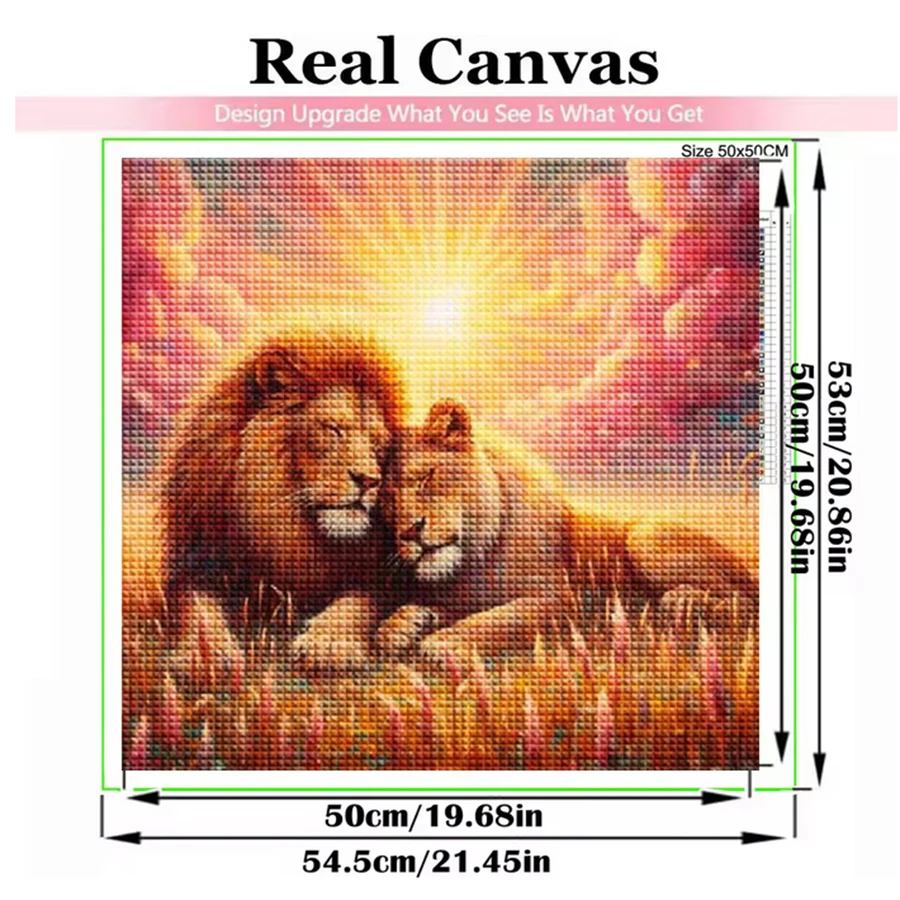 المراعي الأسد الماس الفسيفساء زهرة الغروب كامل مربع الحفر المستديرة الماس اللوحة الحيوان غرفة نوم الديكور هدية فريدة من نوعها #2