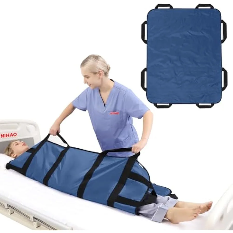 NIHAO-almohadilla de cama de posicionamiento multiusos con asas reforzadas, hoja de transferencia de cama de 48 "x 40", estera de elevación de paciente para reparación giratoria