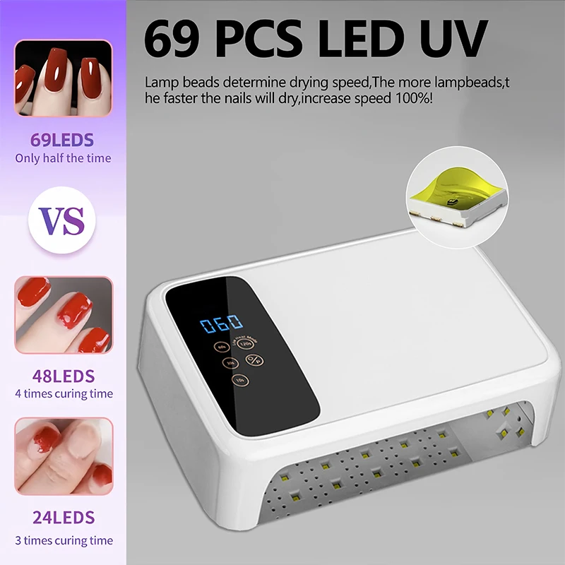 138W Powerful Nail Drying Lamp For Manicure 69LEDS Professional LED UV Drying Lamp With LCD Display Nail Salon Equipment Tools