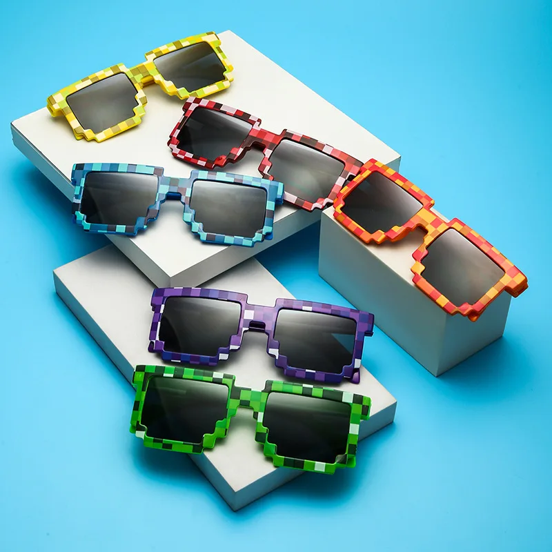 

Personalized Glasses Minecraftes Sunglasses Cartoon Fashionable Checked Glasses Piexl Game Theme Merchandise Accessories gifts
