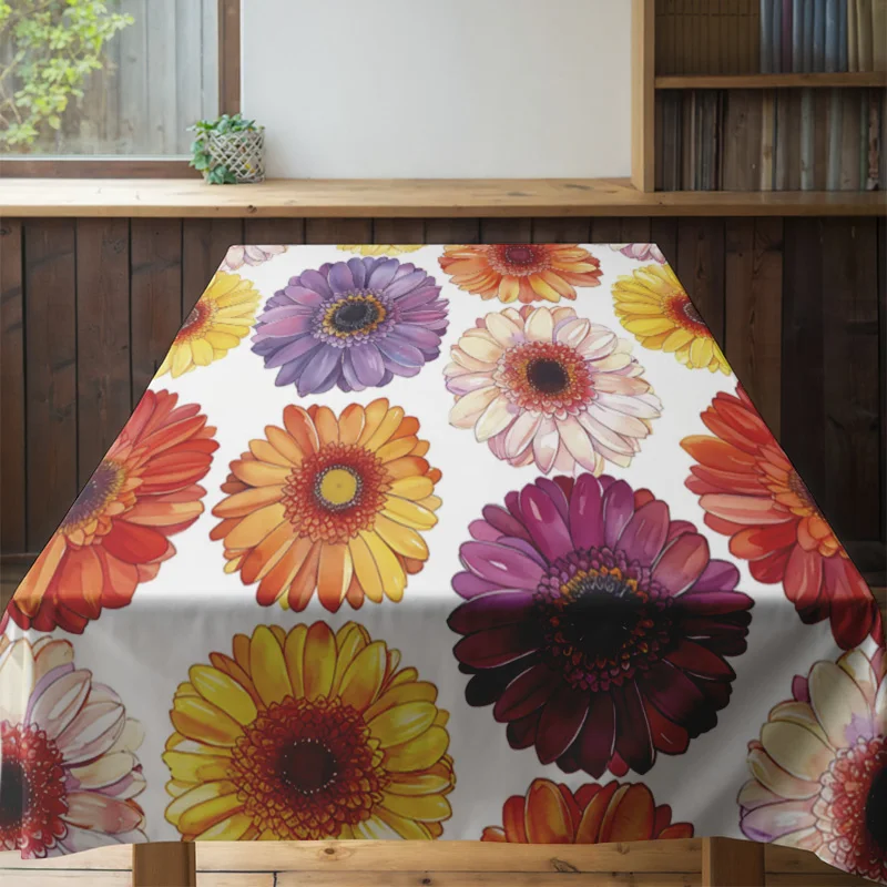 Современный цветочный дизайн скатерти, многоцветное покрытие для стола с цветочным принтом для домашнего декора, простое обслуживание, 3D-печать, кухонная линия
