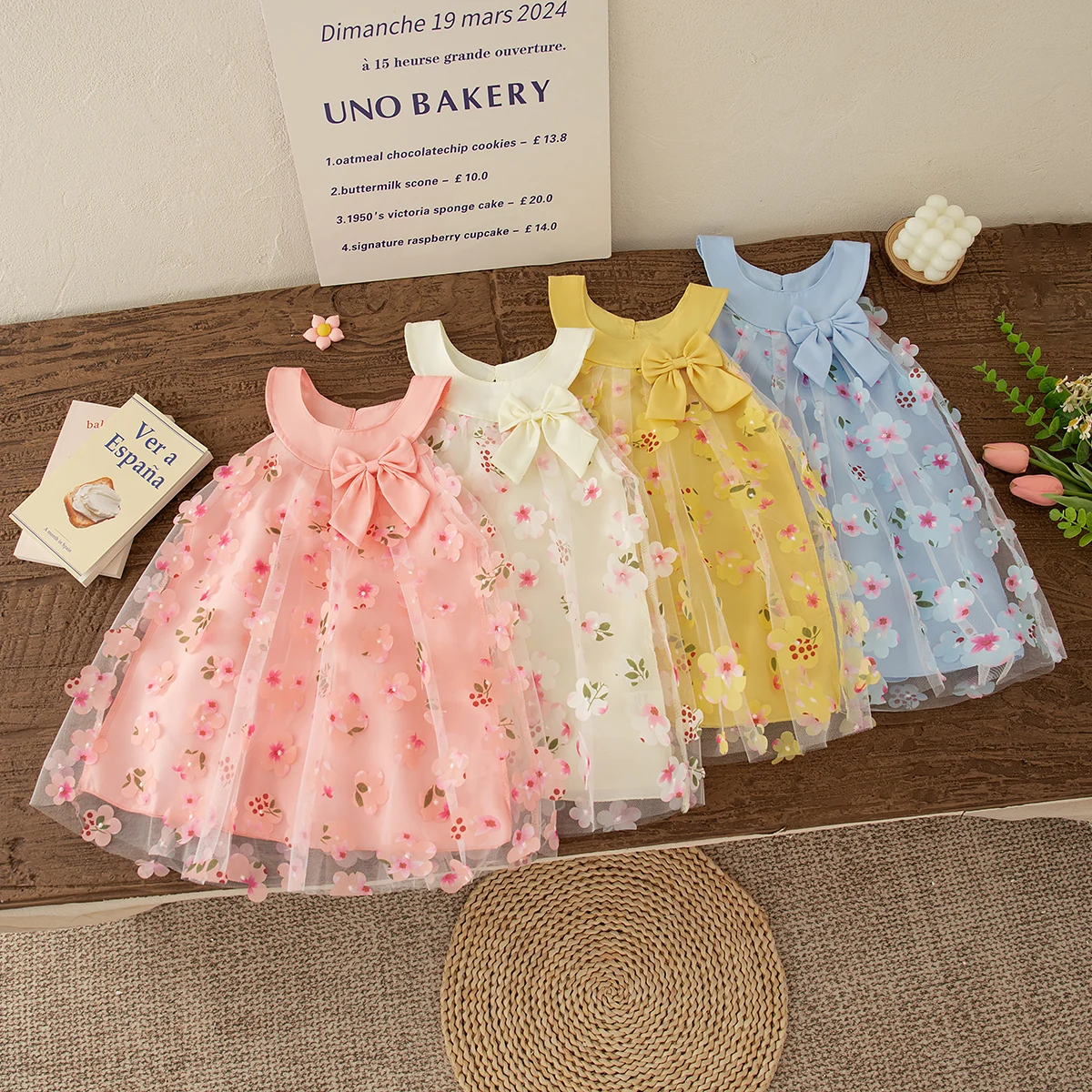 Baby Girl Dresses Summer Flower Print Cute Bow Princess Style Baby Dresses Birthday Party Baby Girl Clothing