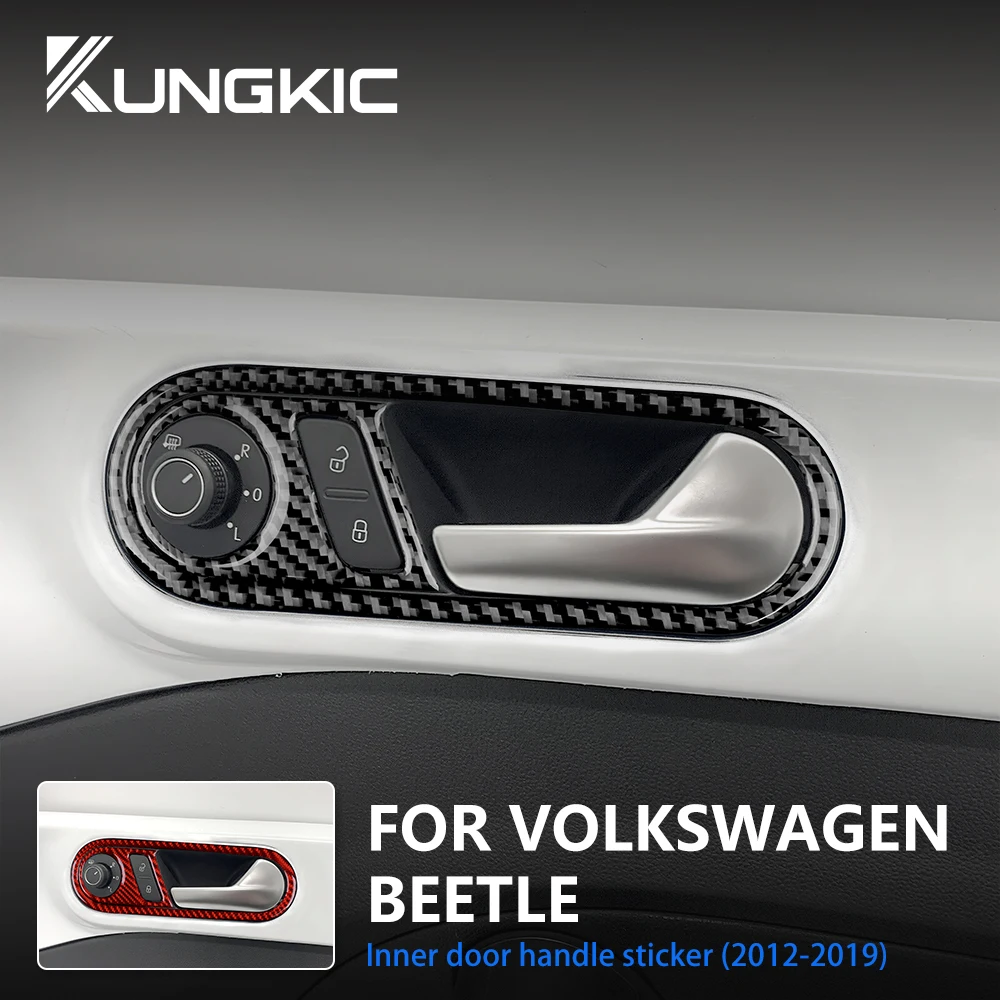 for Volkswagen Beetle 2012 2013 2014 2015 2016 2018 2019 Inner Door Handle Sticker Trim Auto Accessories Real Carbon Fiber