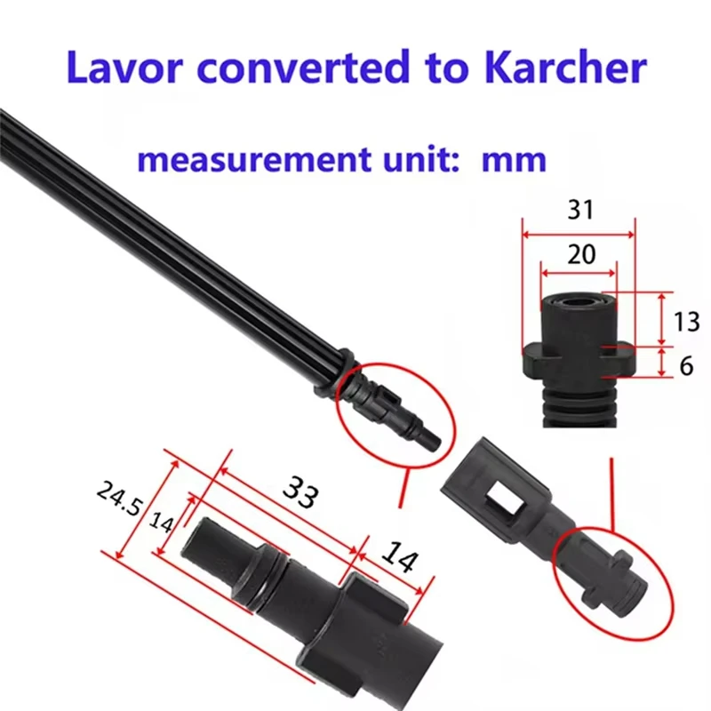 Konwerter do Karcher Between Lavor & Parkside Adapter Dysza wysokociśnieniowego pistoletu na wodę Złącze do myjni samochodowej Karcher Akcesoria