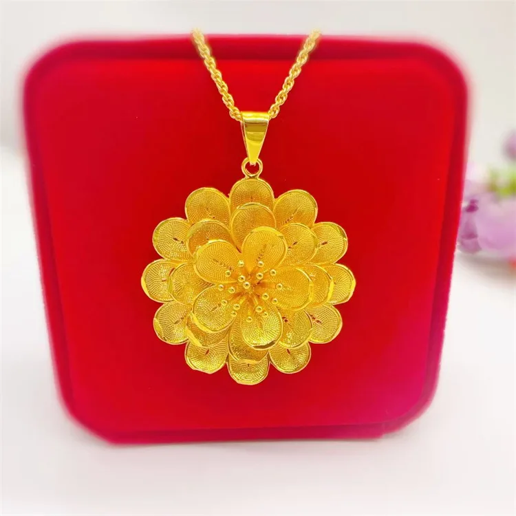 

Ins Multi-Layer Flower Gold Necklace! 24K Gold AU999 New Women's Style, Petal Hollow Stacking Design, Layered Trendy Unique