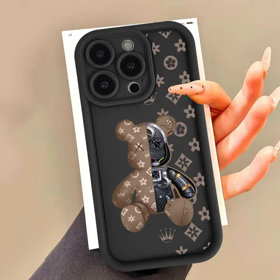 Casing Cangkang Lunak untuk iPhone 16e 14 + 11 14 12 15Pro 15 Plus 16 Pro Max 13 13Pro 16 + Mode Lucu Beruang Robert