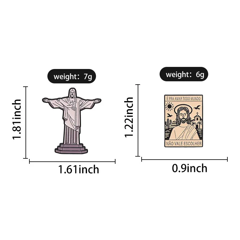 Christliche Jesus-Abzeichen, Christus-als-Erlöser-Statue, Emaille-Anstecker, „É Pra Amar Todo Mundo“ (Es lohnt sich nicht, sich für jemanden zu entscheiden), Brosche, Accessoire, Geschenk. – Detail 1