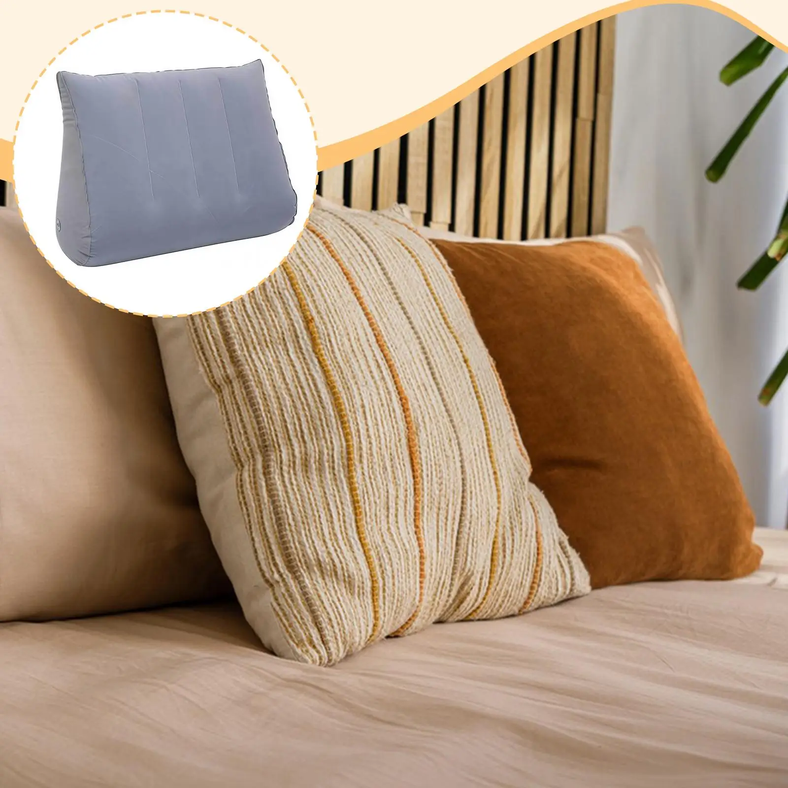 Inflatable Wedge Cushion for Legs Back and Head Support Multi Position Triangle Pillow Portable for Travel Car and Bedroom