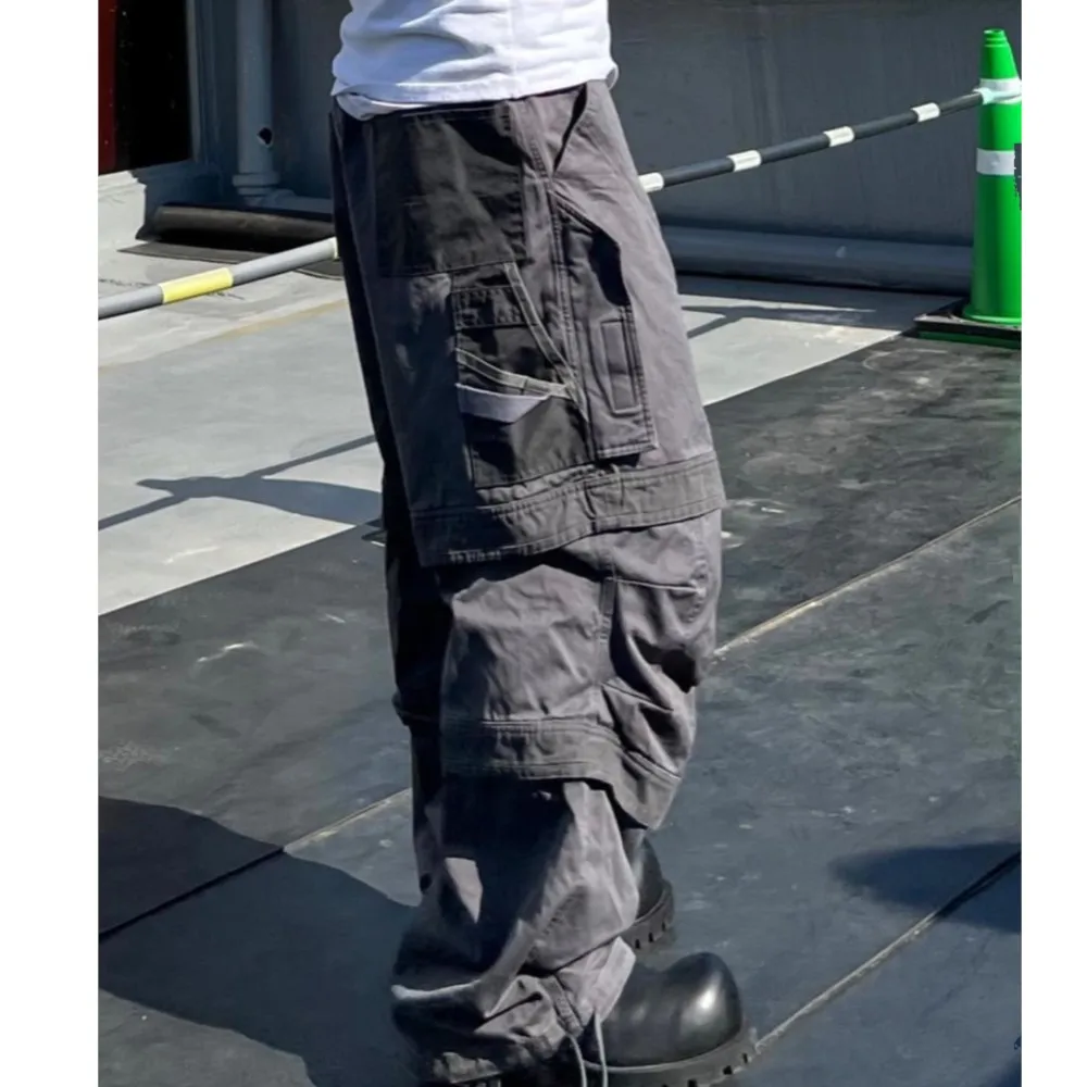 Profile Stitching Multi-Pocket Washing Brush Wax Vintage Casual Pants Overalls Niche Trousers Hip Hop High Street