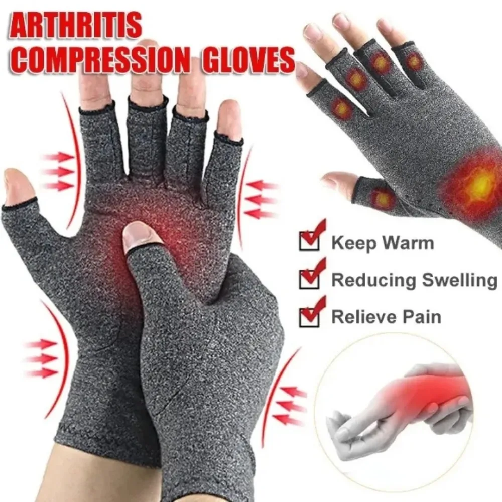 

Arthritis Compression Gloves Joint Pain Relief Screen Anti Arthritis Therapy Fingerless Gloves for Computer Typing Sport Cycling