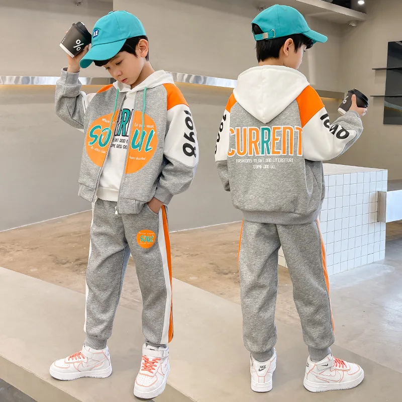 

Spring and autumn boys' suit 2025 New autumn sports trend Cool and fashionable big children's clothes Boys' two-piece set