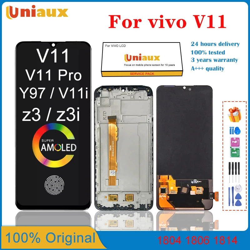 

6.41'' AMOLED For VIVO V11 Mobile Phone LCD Screen Display assembly Touch Screen LCD Panel Replacement