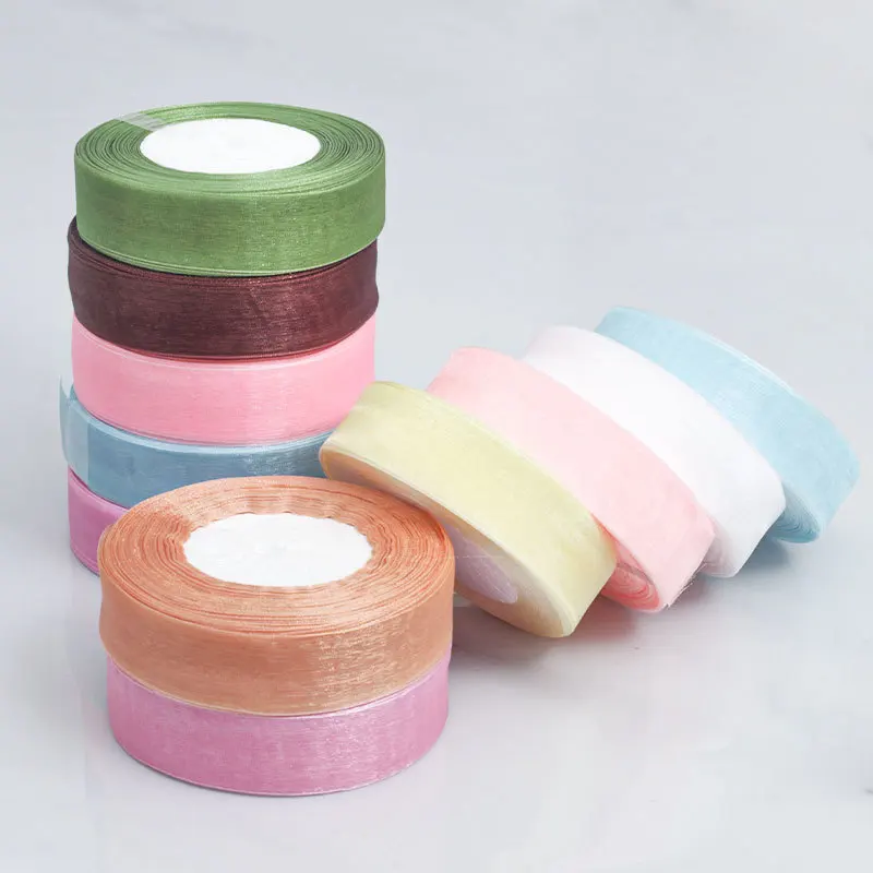 100 Yards Organza-Band für Blumensträuße, Geschenkverpackungen, Kleidungszubehör, DIY-Bastelarbeiten, Hochzeits- und Partydekorationen, Bänder, Nähzubehör – Detail 3