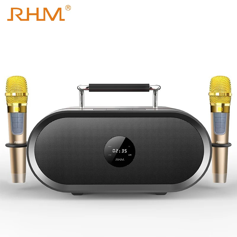 RHM portable professional subwoofer karaoke system speaker with USB BT TF UHF Wireless microphone