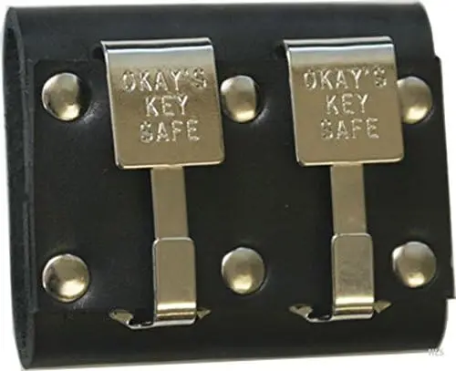 

Premium Leather Key Holder with Double Clip, Nickel Key Safe for Secure Organization