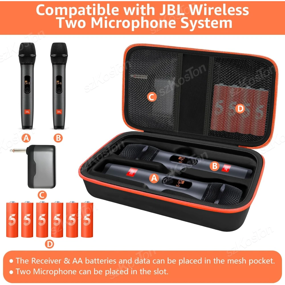 Custodia portatile per microfono wireless Custodia da trasporto compatibile con il sistema wireless JBL a due microfoni per microfono Karaoke