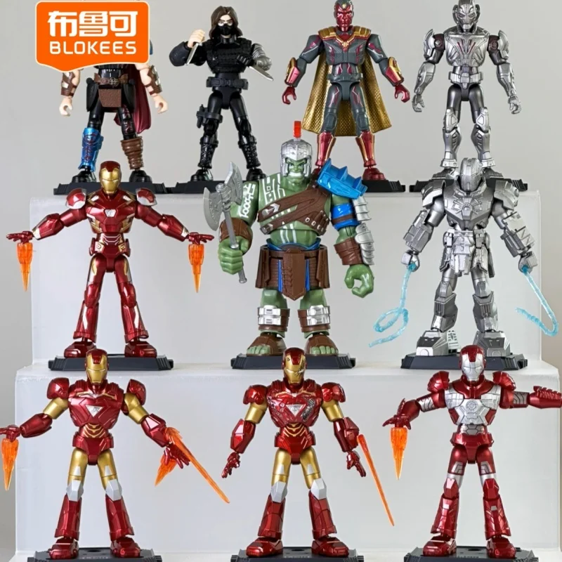 

Original Blokees Marvel Heroes Blind Box Toys The Infinity Saga Action Figure Iron Man MK6 MK5 Thor Hulk Assembly Model Kit Gift
