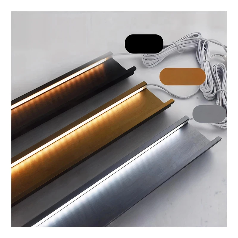 Sistema E Perfiles para Cocina, Perfil de Aluminio para Gabinetes de Cocina, Manija con Luz LED, Perfiles Gola con Luces