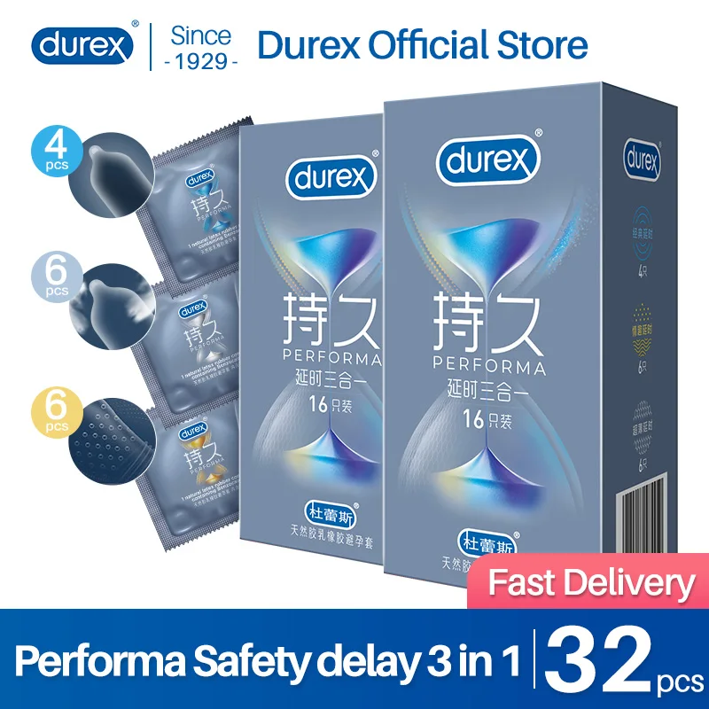 NEW Durex Condoms Sex Toys Performa 3 in 1 Safe Delay Climax Long Lasting Climax Control Lubricant Condom For Men 18+