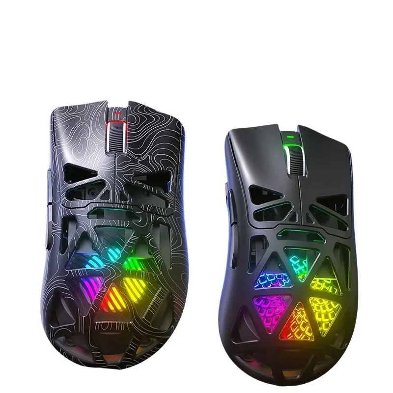 AULA Sc620 ماوس رياضي إلكتروني لاسلكي مزود بتقنية البلوتوث ثلاثي الوضع مجوف RGB ماوس بيئة العمل خفيف الوزن ملحقات ألعاب الكمبيوتر ​   هدية