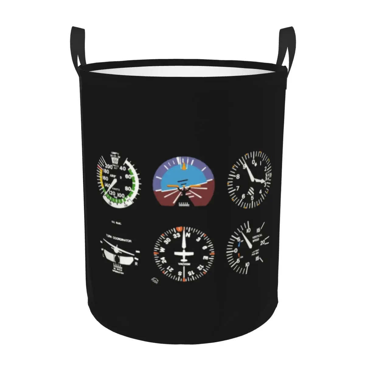 Custom Cockpit Six Dials Flight Simulator Pilot Laundry Hamper Clothes Storage Basket Airplane Aircraft Toy Bin Organizer