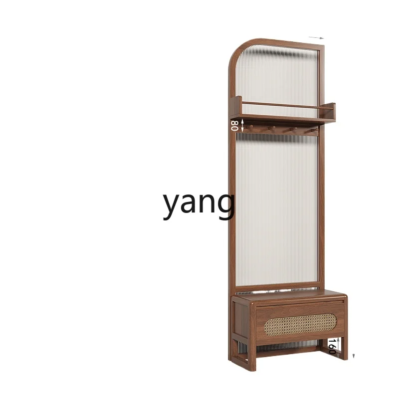

LTT entrance solid wood screen shoe change stool integrated entrance black walnut rack hanger