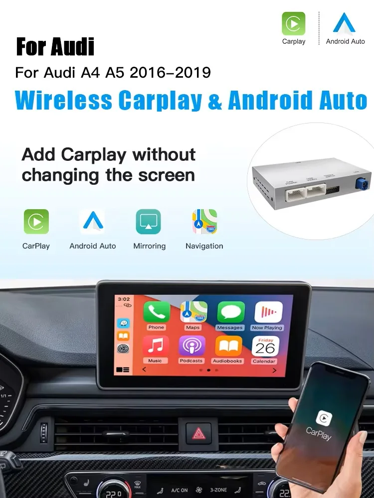 Draadloze CarPlay voor Audi A4 B9 A5 2016-2018 Android Auto Spiegel Link AirPlay Reverse Camera Multimedia Accessoires - afbeelding 2