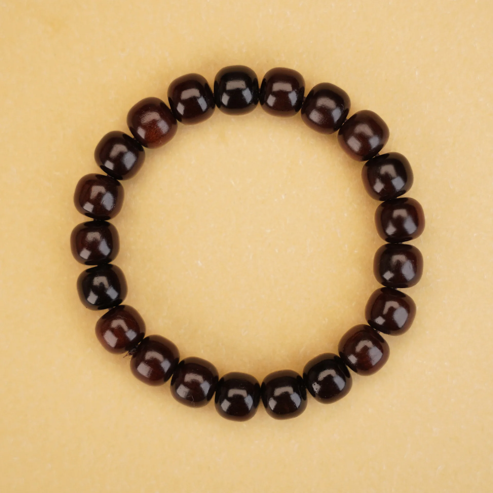 Chinese Traditional Lucky Thunder Struck Jujube Wood Barrel Shaped Beaded Bracelet Good Fortune Blessing Prayer Wrist Jewelry