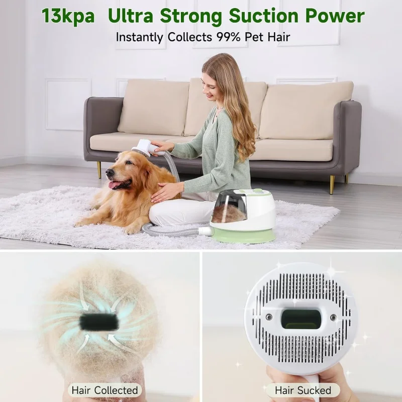Gimify Dog Grooming Kit, Dog Hair Vacuum e Dog Dryer 2 em 1, Multifuncional Dog Grooming Clipper com 0.58 Gal Dust Cup e 9
