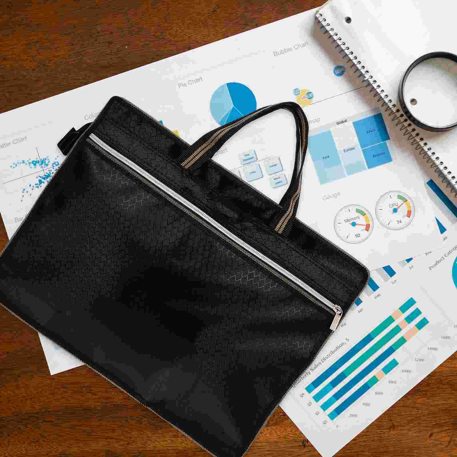 

File Package Receipt Folder Oxford Document Bag Folders with Pockets Office Canvas Cloth Documents Pouches Container Zipper