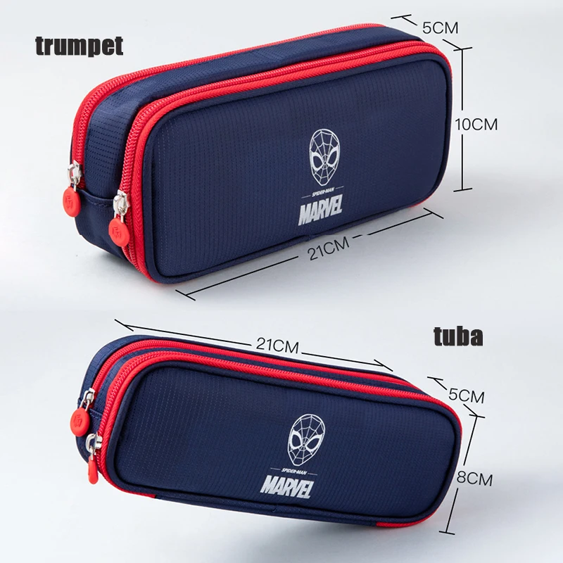 Marvel Anime Super Hero Spider-man/captain America Simple Pen Bag Student Multifunctional Double Layer Large Capacity Pencil Bag