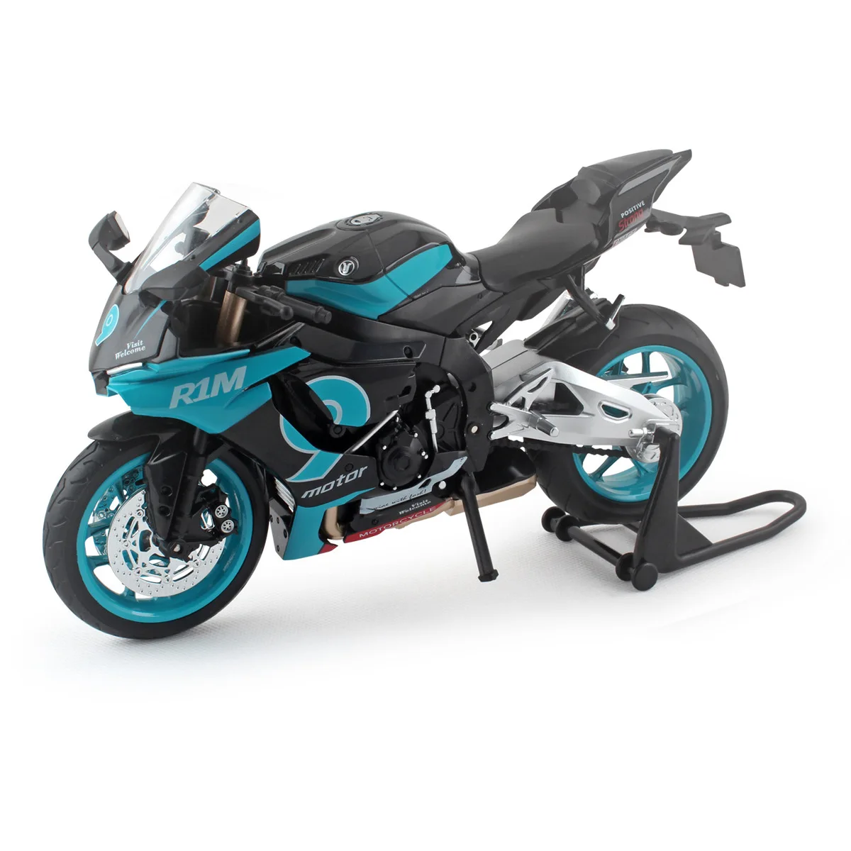 Großes 1:9 R1M Legierung Motorradmodell Simulation Sound und Licht Kinderspielzeugauto Geschenk