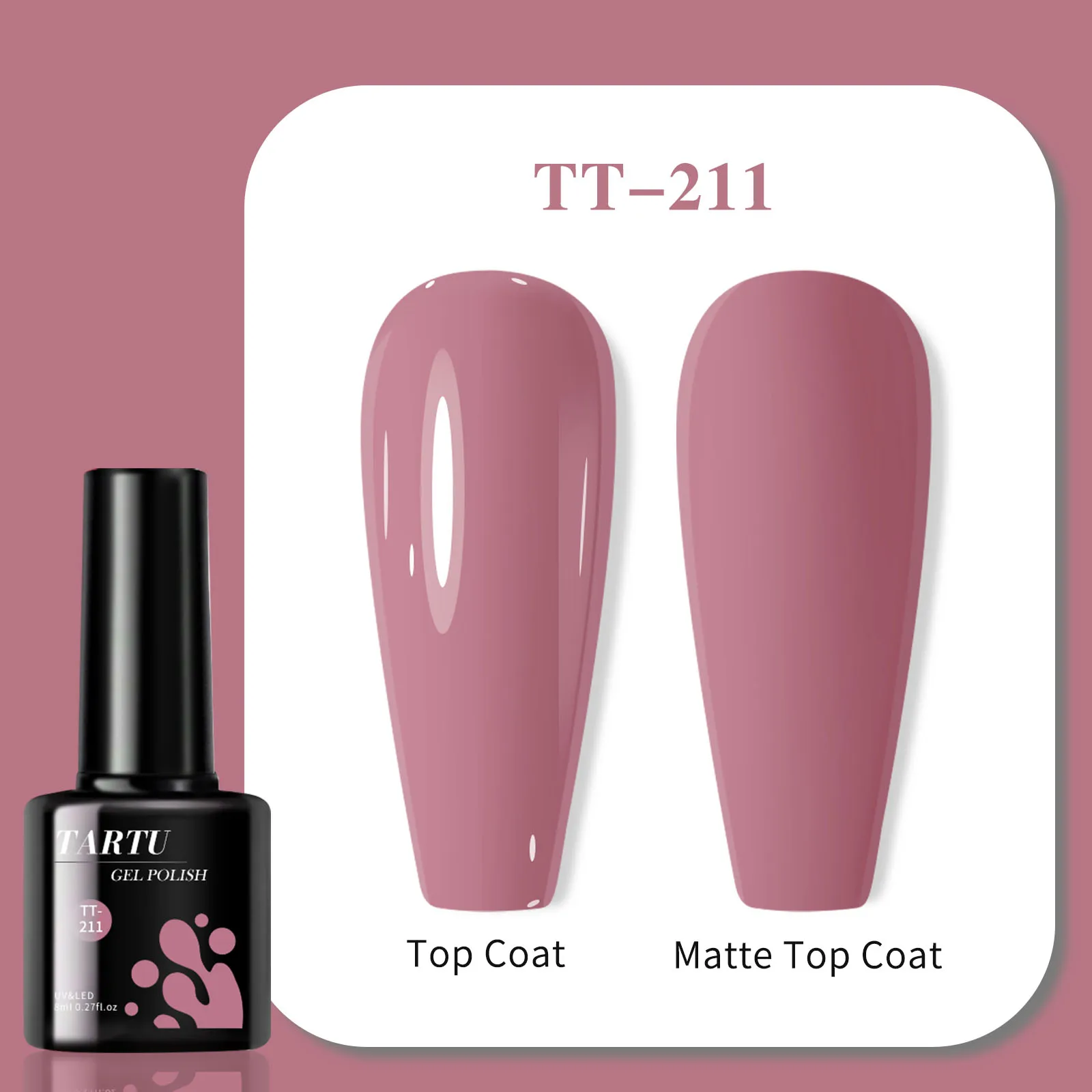 TARTU 8 มล. สีชมพูบีนเพสท์สีชมพูเจลทาเล็บ กึ่งถาวร เหมาะสำหรับทำเล็บที่บ้าน DIY ของขวัญสำหรับเด็กผู้หญิง