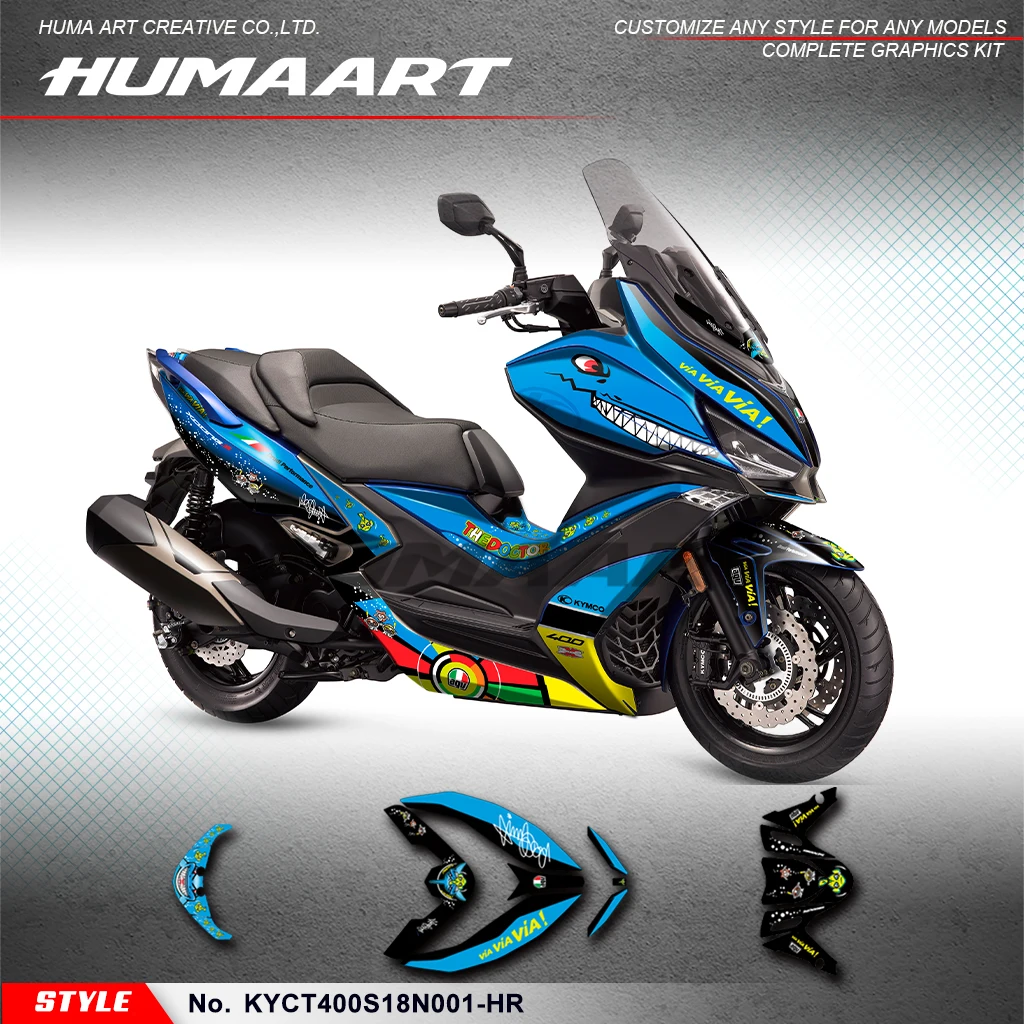 HUMAART Motorcycle Graphics Vinyl Sticker Kit for KYMCO XCITING S 400 2018 2019 2020, KYCT400S18N001-HR