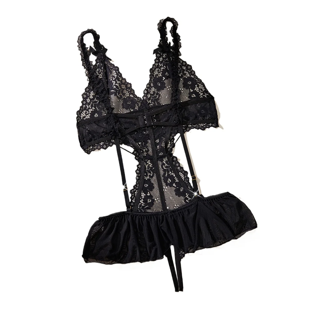 

Plus Size Women's Exotic Lingerie Sets Lace Fluoroscopy Beauty Tulle Elegant Sexy Lingerie Female Underwear Lingerie for Ladies