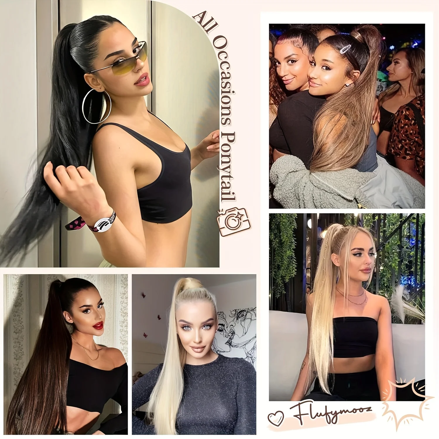 Straight Synthetic Ponytail Hair Extensions Natural Hair False Tail for Women Horse Overhead Tail False Pigtail