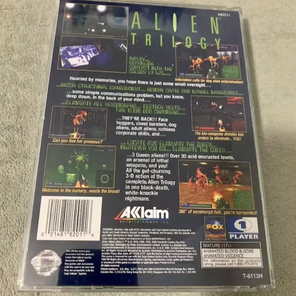 Saturn Copy Disc Game Alien Trilogy With Manual Unlock SS Console Game Optical Drive Retro Video Direct Reading Game