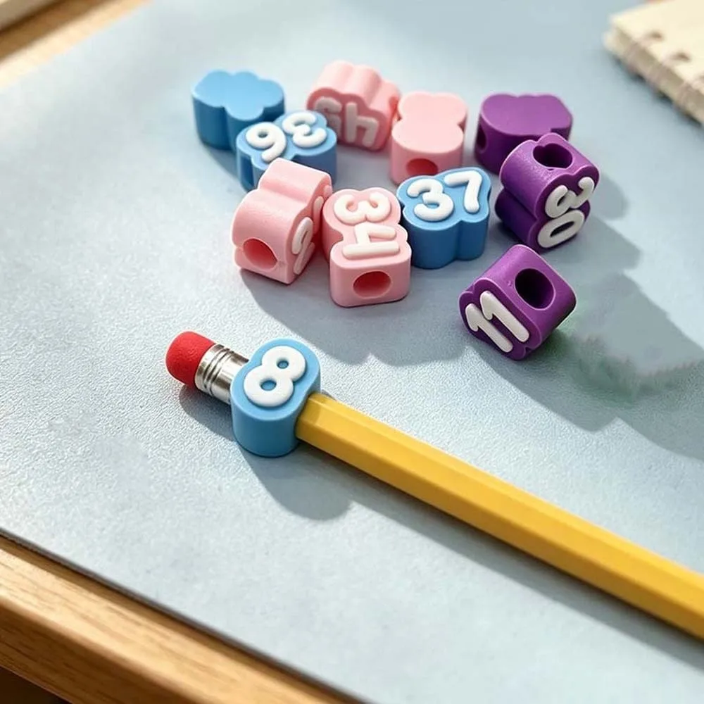 Creative Numbered Pencil Toppers Colorful Portable Reusable Pen Caps Detachable Flexible Student Identification Tags