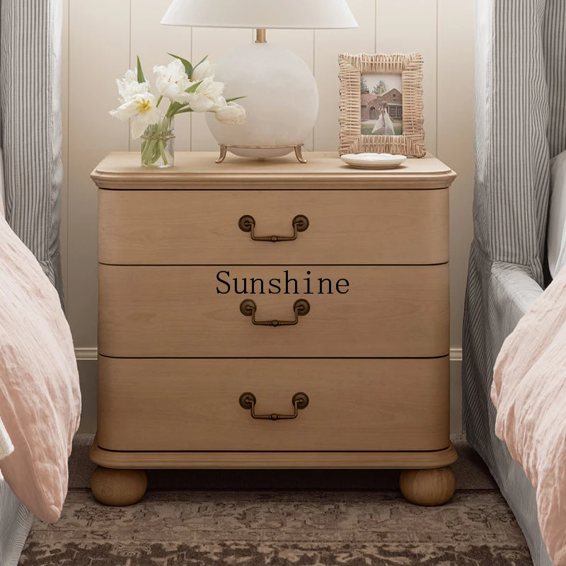 

American solid wood household bedroom bedside cabinet small apartment light luxury storage locker