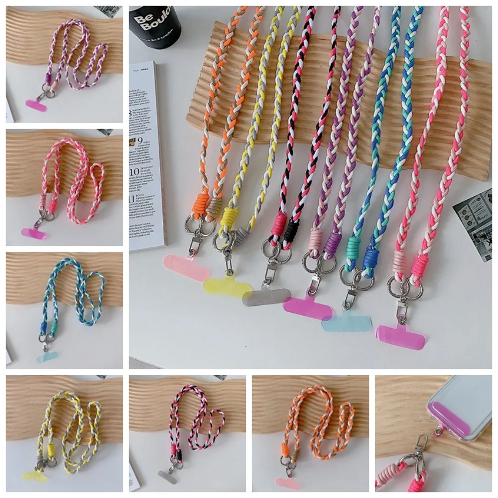 Anti-lost Braided Phone Lanyard Braided Crossbody Woven Phone Strap Colorful Detachable Crossbody Hanging Rope