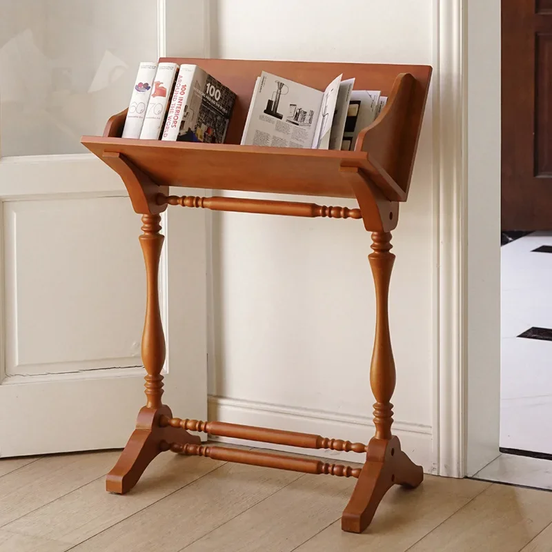 V-shaped Roman Holiday bookshelf, solid wood edge, corner floor display shelf, book and newspaper shelf