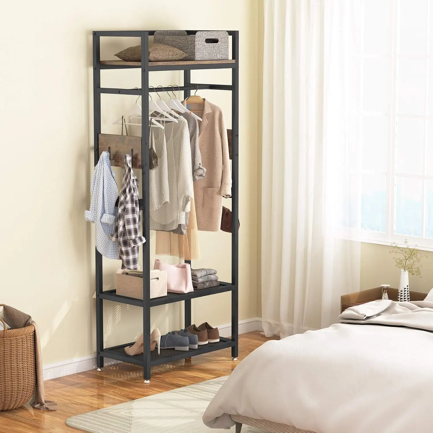 Heavy Duty Clothes Rack 10-Pack with Shelf & Rod, Freestanding Closet Organizer, 27''W x 69''H, Customized