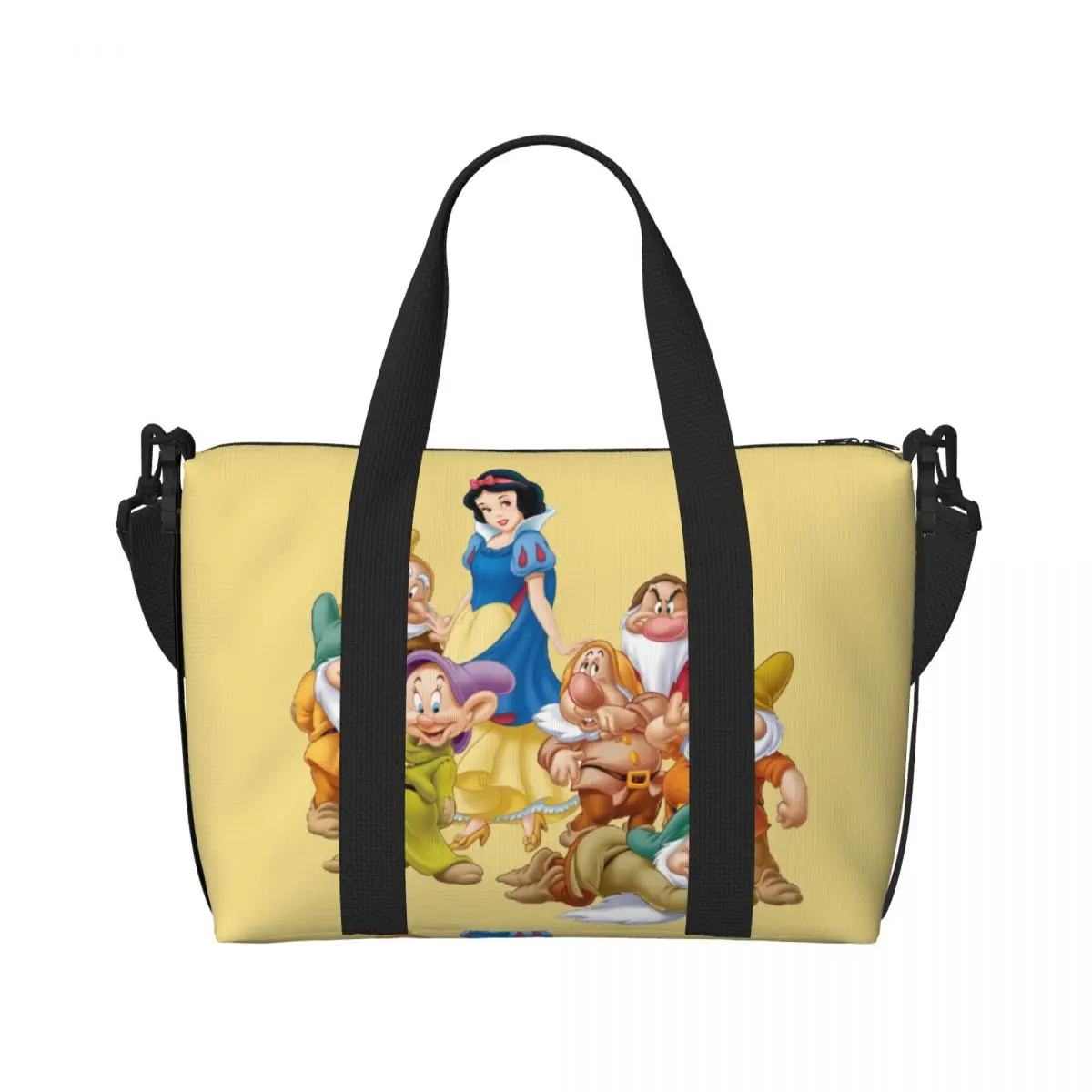 Custom Snow White And The Seven Dwarfs Cartoon Groceries Shopping Tote Bag Women Big Capacity Funny Beach Gym Travel Bags