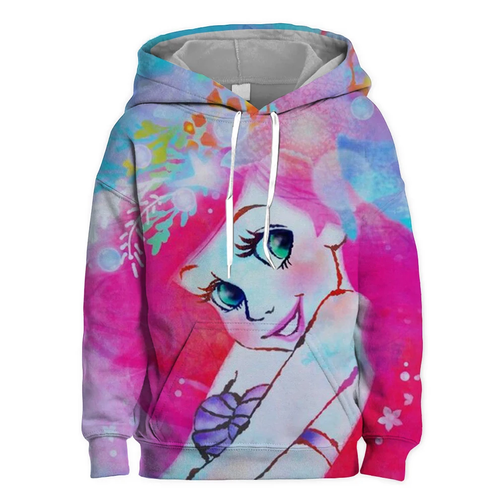 2024 New Elsa Princess Printed Spring and Autumn Round Neck Hoodie Casual Long Sleeve Round Neck Hoodie Pink Christmas Gift