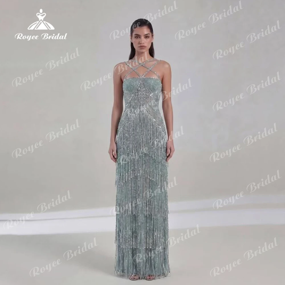 Edgy Evening dresses 2026 Beaded Tassel Hem Criss Strapss  فستان سهرة نسائي luxury women's formal evening gowns Customized