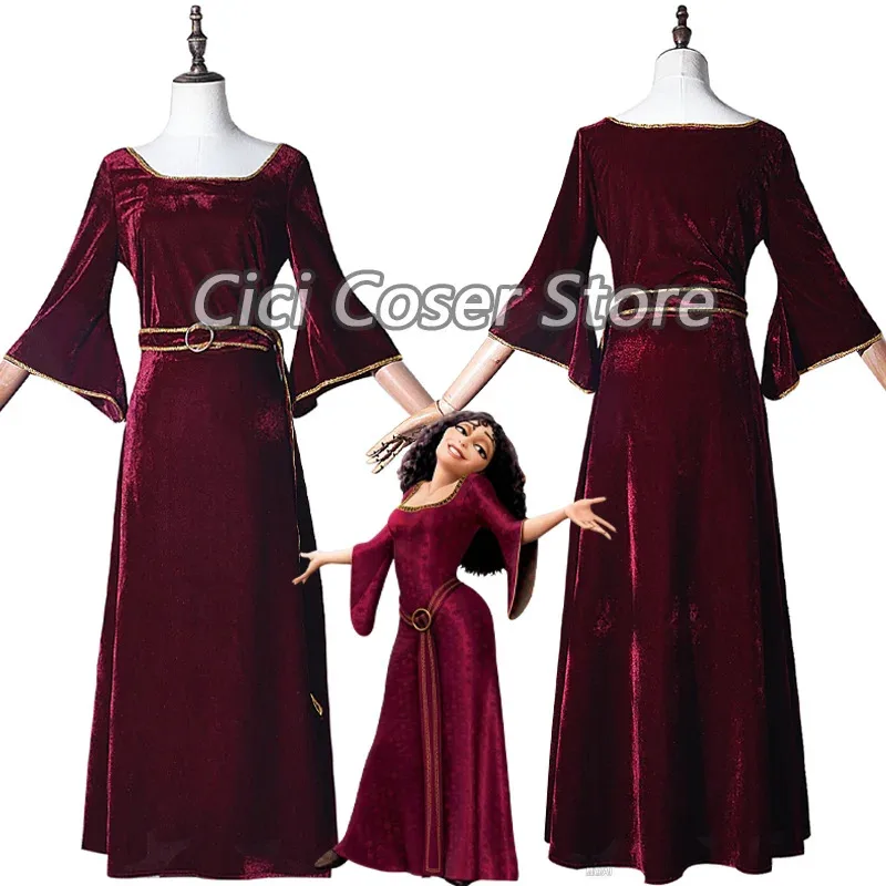 qq28LQDisfraz de madre de Anime, vestido de Cosplay de Madame, vestido de señora Gothel para fiesta de Halloween, traje para adultos para mujer